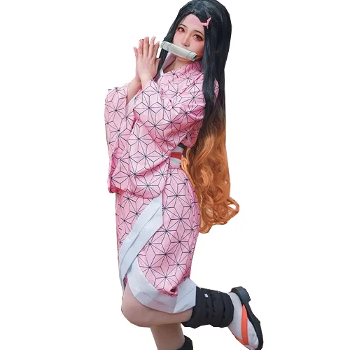 Vista 3 de Disfraces Demon Slayer Kamado Nezuko Tanjirou Agatsuma Zenitsu Tomioka Giyuu Japonés Anime Traje de Halloween con peluca