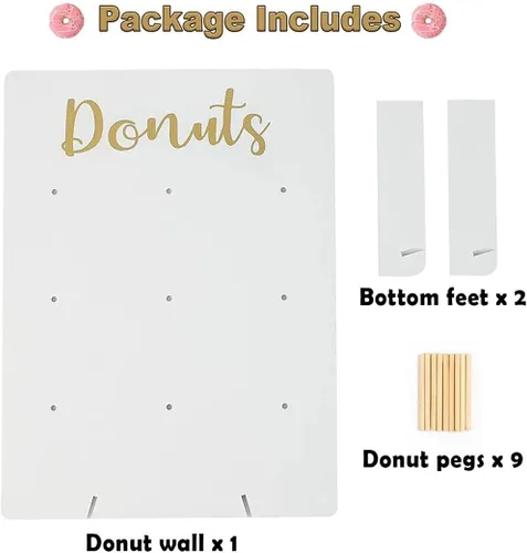 Vista 10 de Soporte de donas para fiesta, tablero de exhibición de madera con capacidad