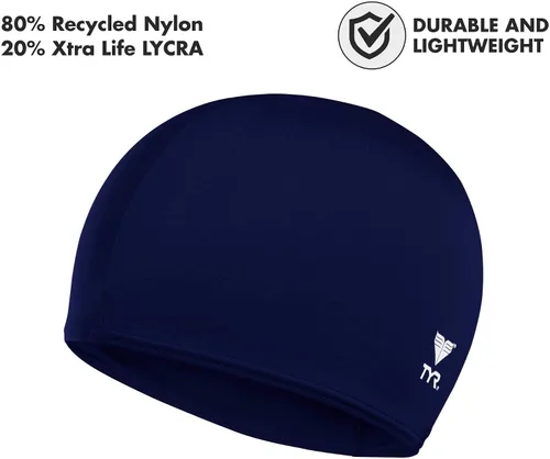Vista 3 de TYR Gorro de natación de fibra de licra para adultos