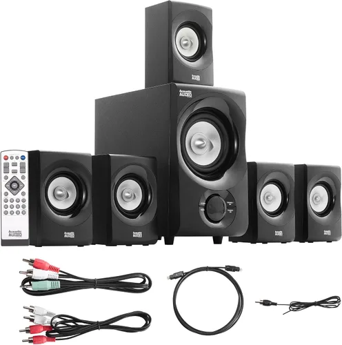 Vista 8 de Acoustic Audio AA5170 Sistema de bocinas Bluetooth 5.1 para cine en casa 700W con subwoofer de graves activos