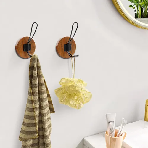 Vista 7 de Ganchos para toallas de baño, paquete de 2 ganchos de pared rústicos de granja para colgar batas, colgador de puerta autoadhesivo para colgar