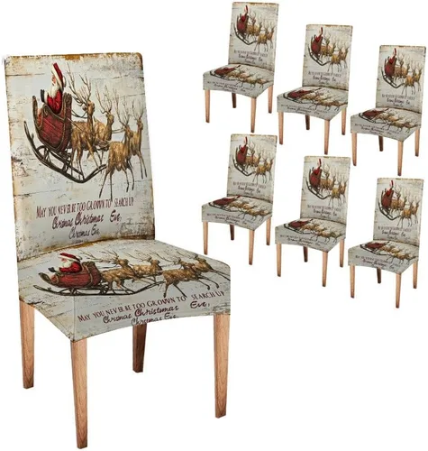 Vista 112 de CAPSCEOLL Christmas Dining Chair Covers,Snowflakes Festive Winter Pattern Stretch Chair Covers for Dining Room Set of 2 Washable Spandex Parson