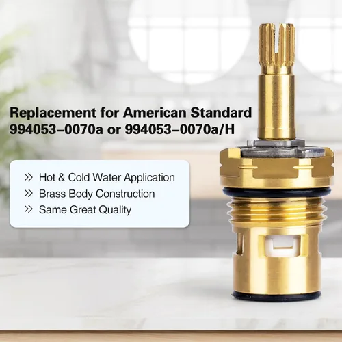 Vista 6 de Paquete de 2 cartuchos de grifo compatibles con American Standard 994053-0070A cartucho de válvula de repuesto para grifo de baño y cocina, latón