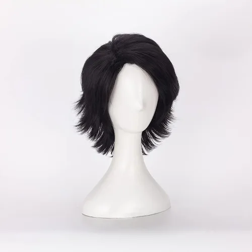 Vista 2 de REYHS Peluca de anime L Lawliet Cosplay para notas de muerte, peluca corta negra, peluca de disfraz de Halloween, para Halloween, fiesta