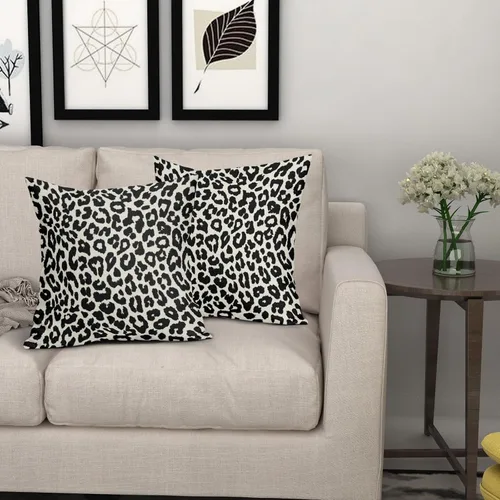 Vista 7 de Juego de 2 fundas de almohada con estampado de leopardo negro de 16 x 16 pulgadas, diseño de animal de guepardo, chinoiserie, fundas de almohada