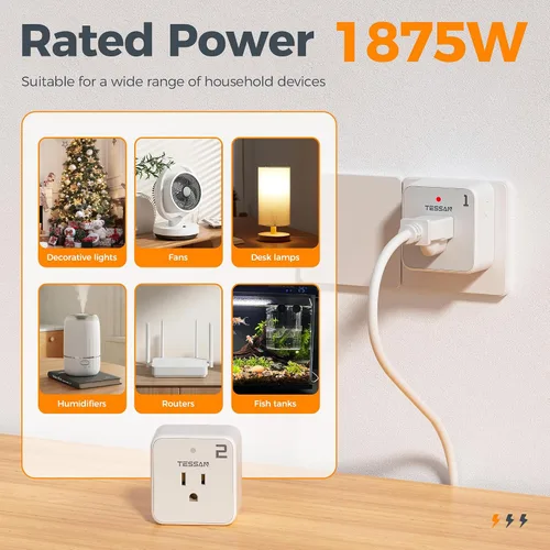 Vista 3 de TESSAN - Enchufe de salida con control remoto, kit de interruptor de luz inalámbrico TESSAN con rango RF de 100 pies, interruptor