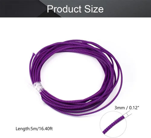Vista 2 de Othmro Funda de cable trenzado expandible de PET de 16.4 pies, protector de cable flexible de 1/8 pulgadas, funda de organización de cables