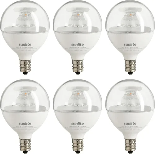 Vista 9 de Sunlite Bombilla LED G16.5, 7 vatios (equivalente a 60 W), 500 lúmenes, regulable, base de candelabro tipo G en forma de globo E12, bombillas Blanco