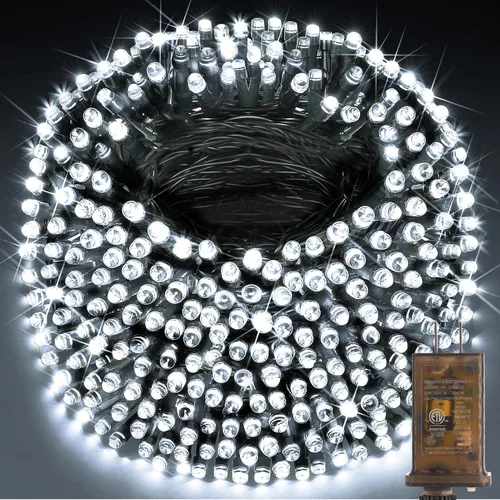Vista 13 de KNONEW Guirnalda de luces de Navidad para interiores, 60 pies, 180 luces LED impermeables para exteriores, 8 modos de iluminación, función