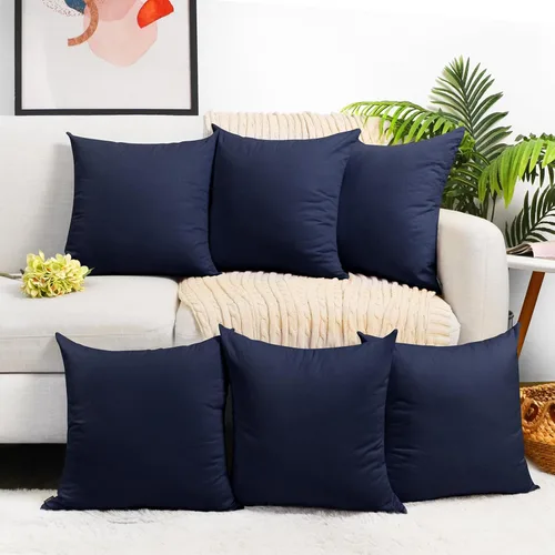 Vista 17 de Coddsmz Paquete de 6 fundas de almohada decorativas 100% algodón, fundas de cojín cuadradas de Navidad sólidas para el hogar, cama, sofá, día