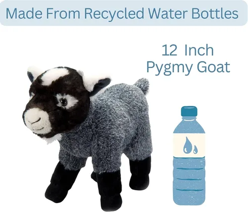 Vista 4 de The Petting Zoo Peluche de cabra pigmea, regalos para niños, animales salvajes de granero de vida silvestre, juguete de peluche de cabra, 12 pulgadas