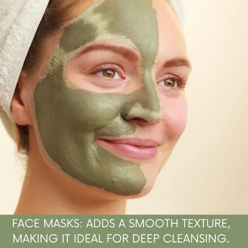 Vista 4 de Arcilla verde marino glacial 100% natural para máscaras faciales, cremas, envolturas corporales, exfoliaciones suaves y exfoliantes, estiramiento