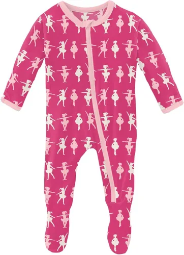 Vista 11 de KicKee Print Footies with Zipper, Super Soft One-Piece Jammies, Sleepwear for Babies and Kids Resumen Prismático Primavera