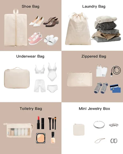 Vista 6 de TRAILKICKER Juego de 9 cubos de embalaje para equipaje de mano en maleta, bolsas organizadoras de viaje para maleta, bolsas organizadoras, juego