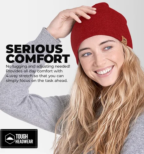 Vista 32 de Tough Headwear Daily Knit Beanie – Gorros para hombre – Sombreros de invierno para hombres y mujeres – Sombreros de punto cálidos para clima frío