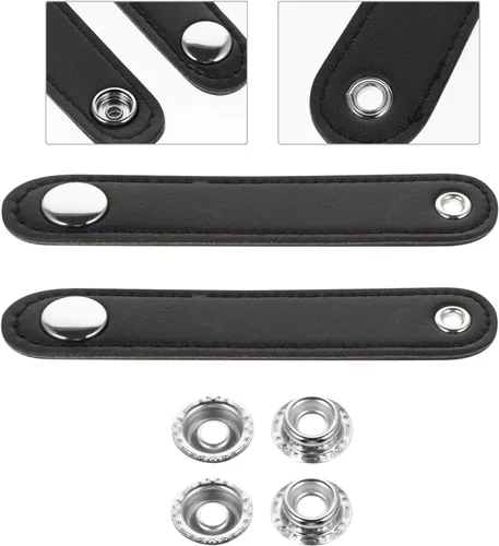 Vista 3 de EXCEART 2 correas de fuelle de acordeón de cuero negro con hebilla de repuesto para acordeón bajo, Negro