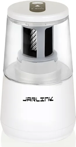 Vista 13 de Jarlink - Sacapuntas eléctrico con hoja de alta resistencia para afilar rápidamente y parada automática para lápices número 2 y de colores (6-8 mm)
