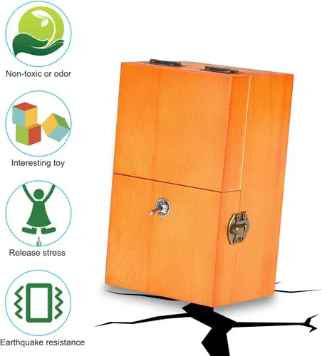 Vista 6 de Calary Caja inútil que se apaga en una caja de almacenamiento de madera, a máquina, totalmente montada en caja, regalos para adultos y niños