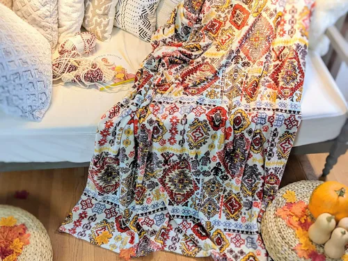 Vista 8 de DaDa Bedding - Manta de forro polar de visón bohemio del suroeste, ligera, acogedora, de granja, azteca, habana, geométrica, abstracta, suave