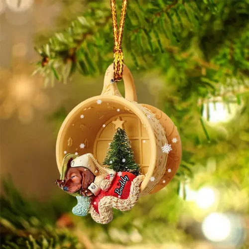 Vista 25 de Adornos de acrílico de encargo de la Navidad del nombre del perro, forma 2D personalizada para los amantes del perro Bulldog
