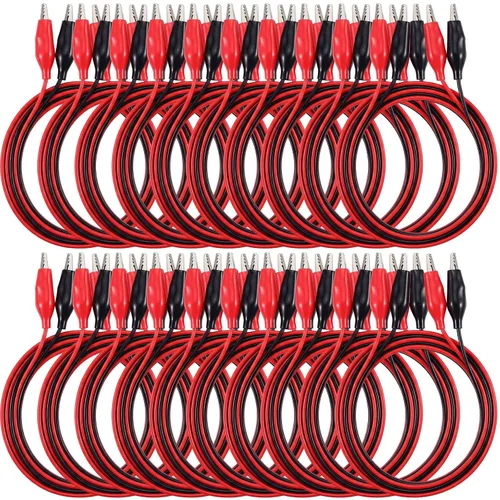 Vista 8 de EBOOT 4 pinzas de cocodrilo eléctricas, cables de prueba de 40 pulgadas con clips de cocodrilo, cables de puente de doble extremo para pruebas