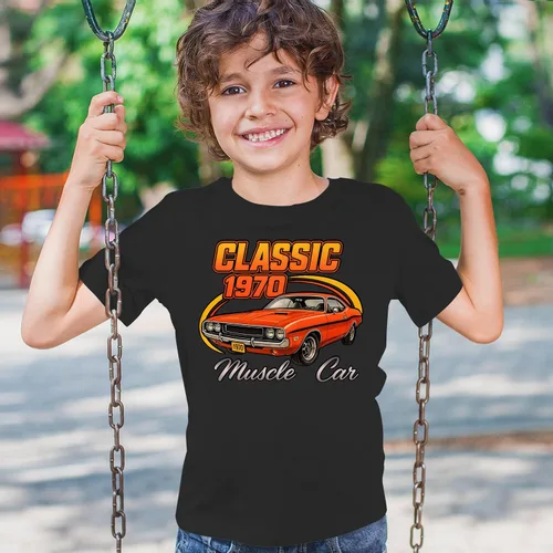 Vista 4 de Camiseta clásica de manga corta con diseño de Muscle Car de 1970