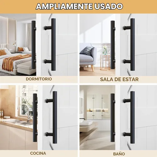 Vista 4 de JUBEST Manija de puerta de granero de 12 pulgadas, pasamanos de puerta corredera en forma de H de doble cara, manijas de puerta batiente Negro