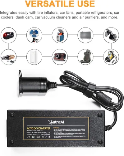 Vista 6 de AstroAI Inflador de neumáticos inalámbrico y convertidor AstroAI de CA a CC 10A/120W/7.78FT