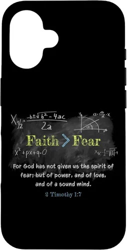 Vista 32 de Faith > Fear 2 Timothy 1:7 Christian Verse Math Equation Case for iPhone 17