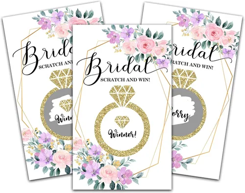 Vista 6 de Tarjetas de juego para raspar para despedida de soltera, boletos de lotería nupcial de flores de primavera, ideas de juegos de despedida de soltera