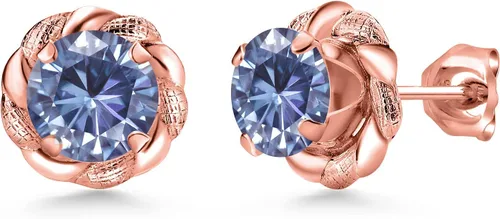 Vista 450 de Gem Stone King Aretes de plata de ley 925 de 0.236 in con piedra natal redonda para mujer