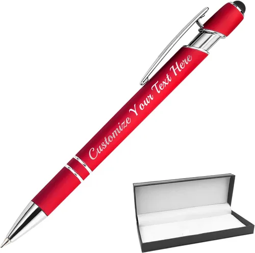 Vista 26 de Bolígrafos personalizados con punta de lápiz digital, bolígrafos grabados personalizados, bolígrafo de bola de tacto suave, bolígrafos con nombre
