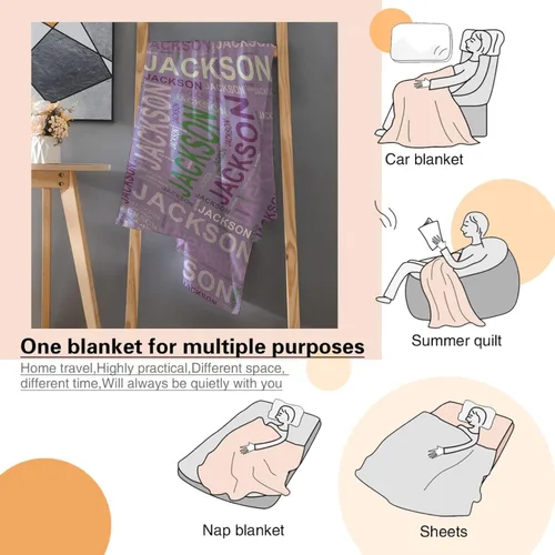 Vista 5 de Pindola Manta con nombre personalizado para bebés, adultos, niñas, niños, mujeres y hombres, diseño de manta con monograma personalizada, regalos