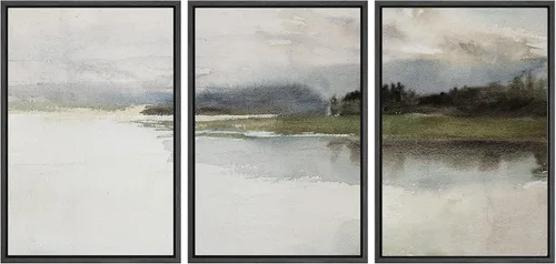 Vista 95 de SIGNWIN Lienzo enmarcado para pared, juego de arte de campos pastorales, flores silvestres, campo rústico, paisaje, floral, ilustraciones modernas