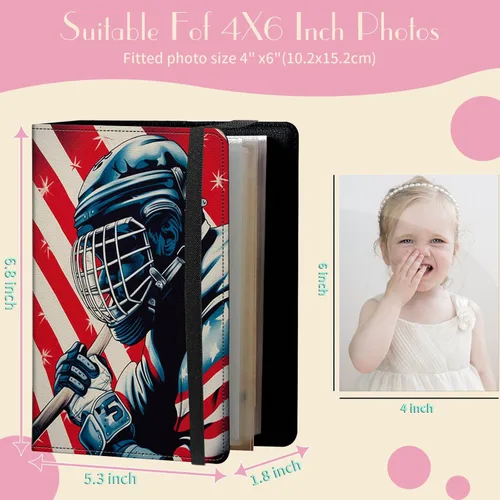 Vista 2 de Álbum de fotos de 4 x 6 pulgadas, capacidad para 60 fotos, cubierta de piel sintética, álbum de fotos con banda elástica fuerte, álbum de fotos