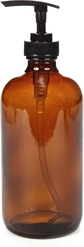 Vista 5 de Vivaplex - Botellas grandes de vidrio ámbar de 16 onzas con bombas de loción negra, paquete de 2