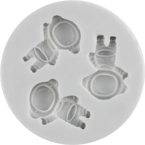 Vista 6 de Sijiangmold Molde de silicona para astronauta, diseño de astronauta, planeta, cohete, satélite, fondant, para cupcakes, decoración de pasteles
