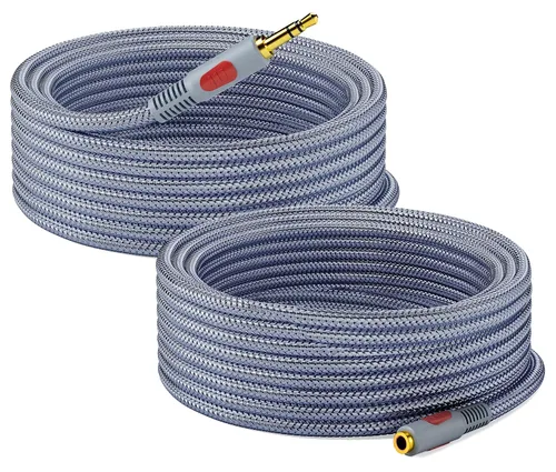 Vista 8 de Cable de extensión de auriculares de 6 pies, 2 unidades, cable de extensión de audio estéreo macho a hembra de 0.138 in - Extensor de cable auxiliar