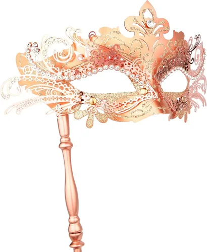 Vista 17 de Hoshin Máscara de mascarada con palo, decoraciones de Mardi Gras, máscaras venecianas para mujer