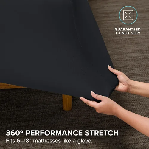 Vista 5 de Bare Home Cooling Performance - Juego de sábanas elásticas de punto de jersey, absorben la humedad y son transpirables, sábanas elásticas en 4
