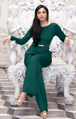 Vista 2 de KOH KOH Mono de cóctel formal elegante de manga larga con cinturón de pierna ancha para mujer