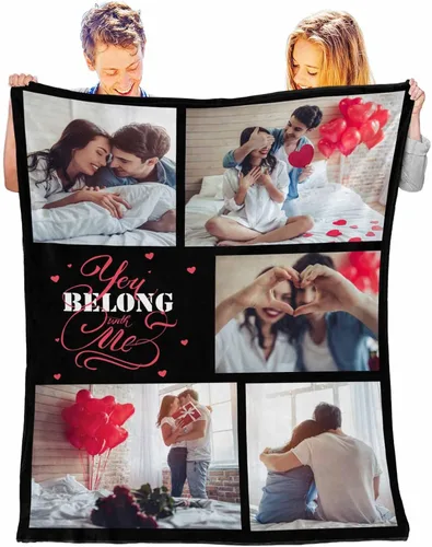 Vista 16 de D-Story Mantas personalizadas con fotos, regalos personalizados para parejas, regalos de aniversario y cumpleaños para esposa, marido, novia, novio