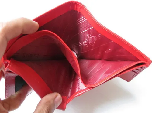Vista 7 de Cuero auténtico de la piel de Stingray 1 ojo hombre bifold brillante rojo cartera