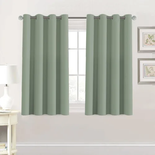 Vista 337 de Cortina opaca para puerta de armario, división de habitación, cortina de tratamiento de ventana para dormitorio, cortina de privacidad con Verde