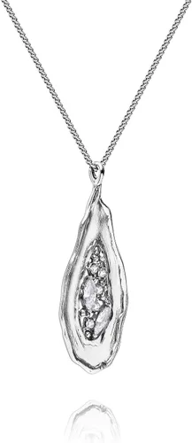 Vista 3 de JEAN RACHEL JEWELRY Collar de plata de ley 925 con circonita cúbica en forma de marquesa con circonita cúbica, hipoalergénico, níquel y sin plomo