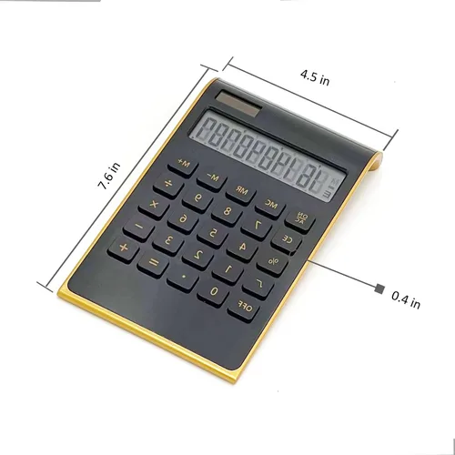 Vista 2 de Solar Gold Función estándar Escritorio LCD Calculadora de 10 dígitos para oficina, hogar (negro)