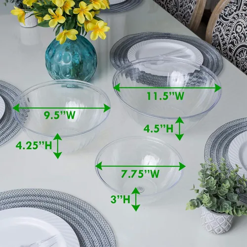 Vista 8 de PLASTICPRO - Cuencos desechables redondos de plástico transparente para servir aperitivos o ensaladas de fiesta, cuencos de plástico transparente