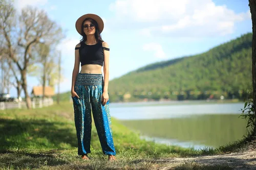 Vista 6 de Pantalones bohemios, pantalones harem, de yoga, para mujer, para la playa