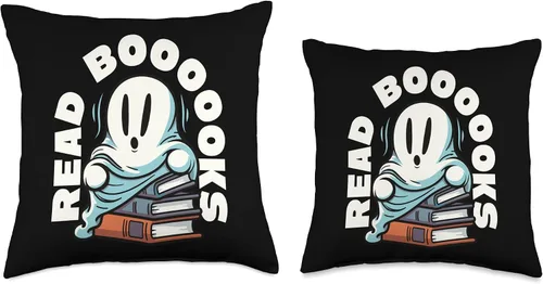 Vista 3 de Book Reading Ghost Read Boooooks Boo Bookworm Halloween Throw Pillow
