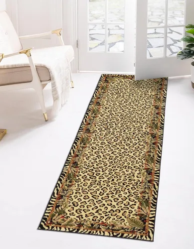 Vista 17 de Unique Loom Wildlife Collection - Alfombra de área inspirada en animales con bordes de guepardo, 3 pies 3 pulgadas x 5 pies 3 pulgadas, marfil/negro